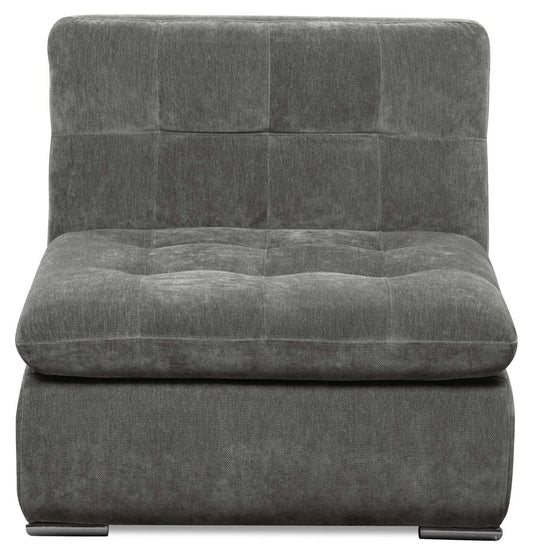 Scott Living Plaza Modular 32 Fabric Armless Chair with Tufted Back Cushion and Metal Legs - Grey | Fauteuil modulaire sans accoudoirs Plaza de Scott Living de 32 po en tissu avec coussin de dossier capitonné et pattes en métal - gris