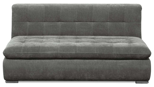 Scott Living Plaza Modular 63 Fabric Armless Loveseat with Tufted Back Cushions and Metal Legs - Grey | Causeuse modulaire sans accoudoirs Plaza de Scott Living de 63 po en tissu avec coussins de dossier capitonnés et pattes en métal - grise