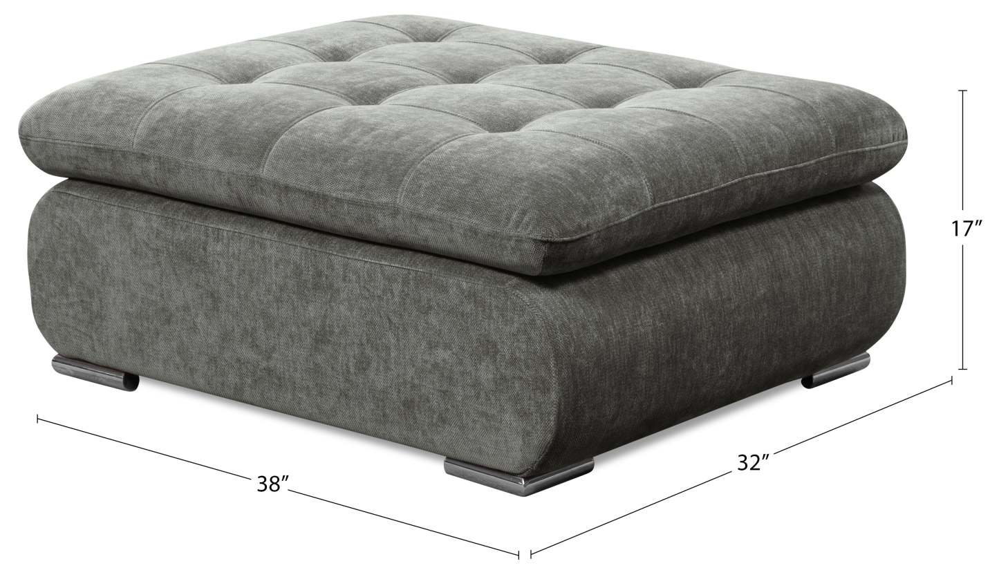 Scott Living Plaza Modular 38 Ottoman en tissu avec coussin capitonné et pieds en métal - Gris | Pouf modulable Plaza de Scott Living de 38 po en tissu avec coussin capitonné et pattes en métal - gris