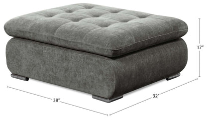 Scott Living Plaza Modular 38 Ottoman en tissu avec coussin capitonné et pieds en métal - Gris | Pouf modulable Plaza de Scott Living de 38 po en tissu avec coussin capitonné et pattes en métal - gris