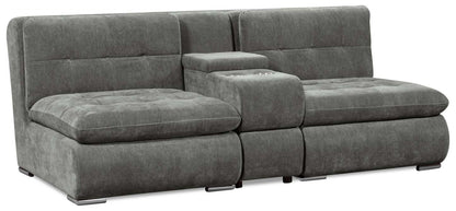 Canapé sectionnel modulaire Plaza de Scott Living 3 pièces en tissu avec console de rangement et 2 porte-gobelets - gris