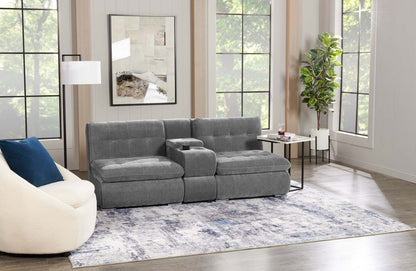 Canapé sectionnel modulaire Plaza de Scott Living 3 pièces en tissu avec console de rangement et 2 porte-gobelets - gris