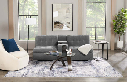 Canapé sectionnel modulaire Plaza de Scott Living 3 pièces en tissu avec console de rangement et 2 porte-gobelets - gris