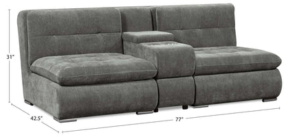 Canapé sectionnel modulaire Plaza de Scott Living 3 pièces en tissu avec console de rangement et 2 porte-gobelets - gris