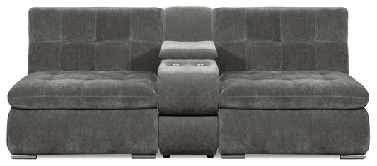 Canapé sectionnel modulaire Plaza de Scott Living 3 pièces en tissu avec console de rangement et 2 porte-gobelets - gris