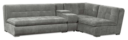 Canapé sectionnel modulaire Plaza de Scott Living 4 pièces en tissu avec console de rangement et 2 porte-gobelets - gris