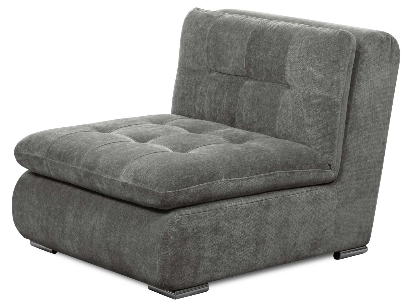 Scott Living Plaza Modular 5-Piece Fabric Sectional with Storage Console, Dual Cupholders and Ottoman - Grey | Sofa sectionnel modulaire Plaza de Scott Living 5 pièces en tissu avec console de rangement, 2 porte-gobelets et pouf - gris