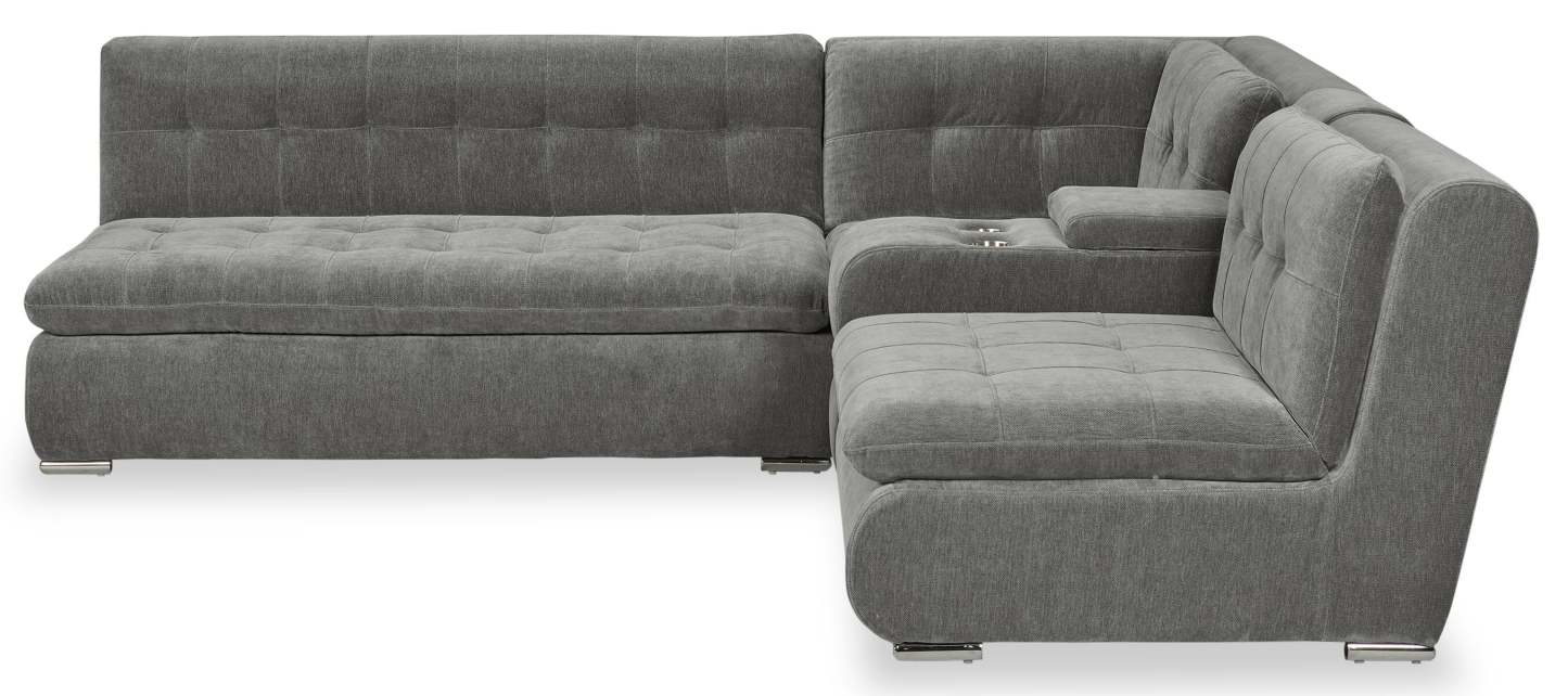 Canapé sectionnel modulaire Plaza de Scott Living 4 pièces en tissu avec console de rangement et 2 porte-gobelets - gris