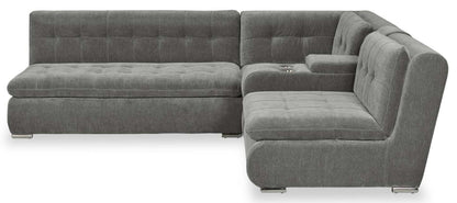 Canapé sectionnel modulaire Plaza de Scott Living 4 pièces en tissu avec console de rangement et 2 porte-gobelets - gris