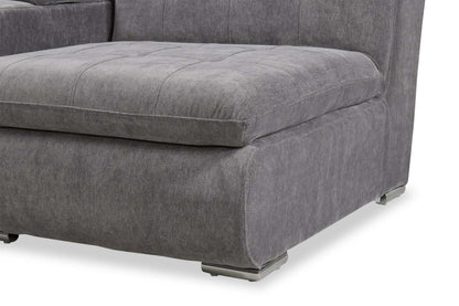 Scott Living Plaza Modular 5-Piece Fabric Sectional with Storage Console, Dual Cupholders and Ottoman - Grey | Sofa sectionnel modulaire Plaza de Scott Living 5 pièces en tissu avec console de rangement, 2 porte-gobelets et pouf - gris