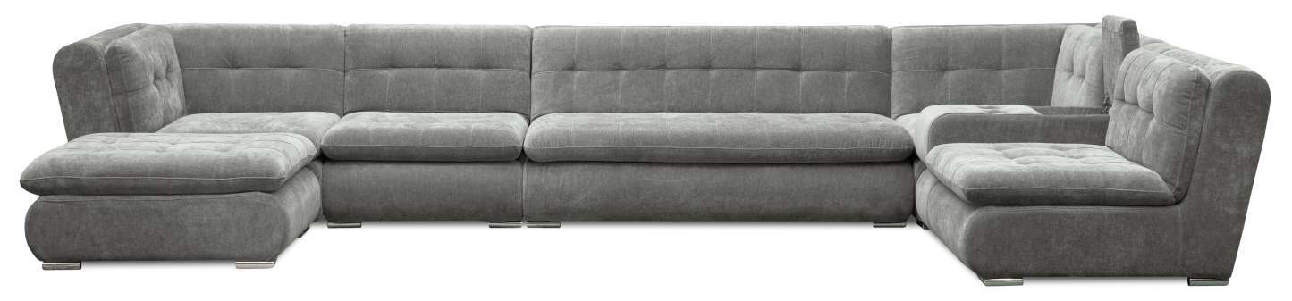 Canapé sectionnel modulaire Plaza de Scott Living 7 pièces en tissu avec console de rangement et 2 porte-gobelets - gris