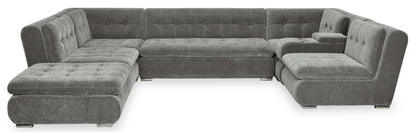 Canapé sectionnel modulaire Plaza de Scott Living 7 pièces en tissu avec console de rangement et 2 porte-gobelets - gris