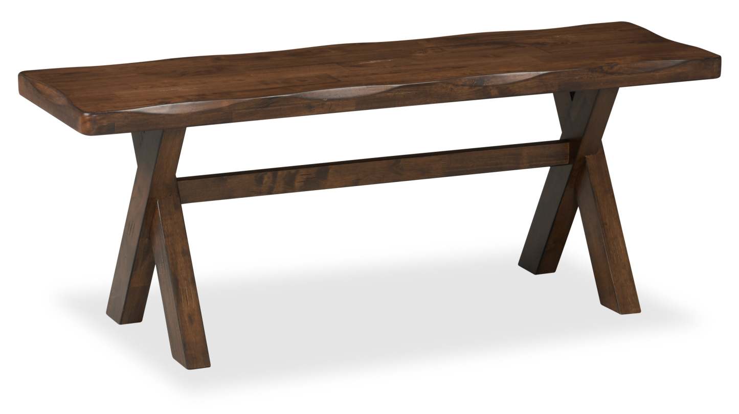 Banc de salle à manger Plum, bois, aspect Live-Edge, 47,25 W - Brun muscade | Banc de salle à manger Plum de 47,25 po (L) en bois avec apparence de bordures Live Edge - brun muscade