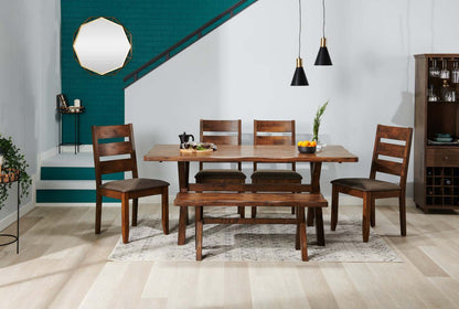 Banc de salle à manger Plum, bois, aspect Live-Edge, 47,25 W - Brun muscade | Banc de salle à manger Plum de 47,25 po (L) en bois avec apparence de bordures Live Edge - brun muscade