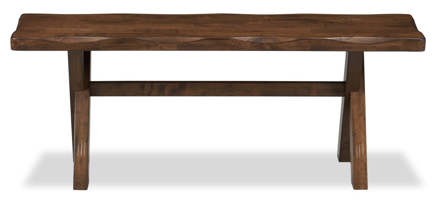 Banc de salle à manger Plum, bois, aspect Live-Edge, 47,25 W - Brun muscade | Banc de salle à manger Plum de 47,25 po (L) en bois avec apparence de bordures Live Edge - brun muscade