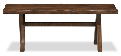 Banc de salle à manger Plum, bois, aspect Live-Edge, 47,25 W - Brun muscade | Banc de salle à manger Plum de 47,25 po (L) en bois avec apparence de bordures Live Edge - brun muscade