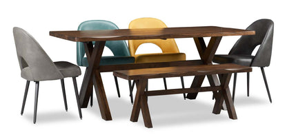 Table de salle à manger prune, bois, aspect Live-Edge, 70,75 W - marron muscade | Table de salle à manger Plum de 70,75 po (L) en bois avec apparence de bordures Live Edge - brun muscade