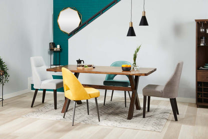 Table de salle à manger prune, bois, aspect Live-Edge, 70,75 W - marron muscade | Table de salle à manger Plum de 70,75 po (L) en bois avec apparence de bordures Live Edge - brun muscade