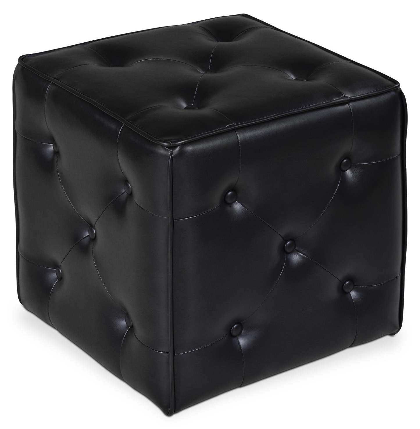 Talbott 17.5 Cube Ottoman - Black Faux Leather|Pouf cubique Talbott de 17,5 po - similicuir noir