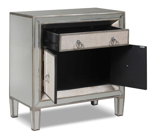 Enna 32 Glam Accent Cabinet with Drawer - Antiqued Silver|Armoire décorative somptueuse Enna de 32 po avec tiroir - argenté antique