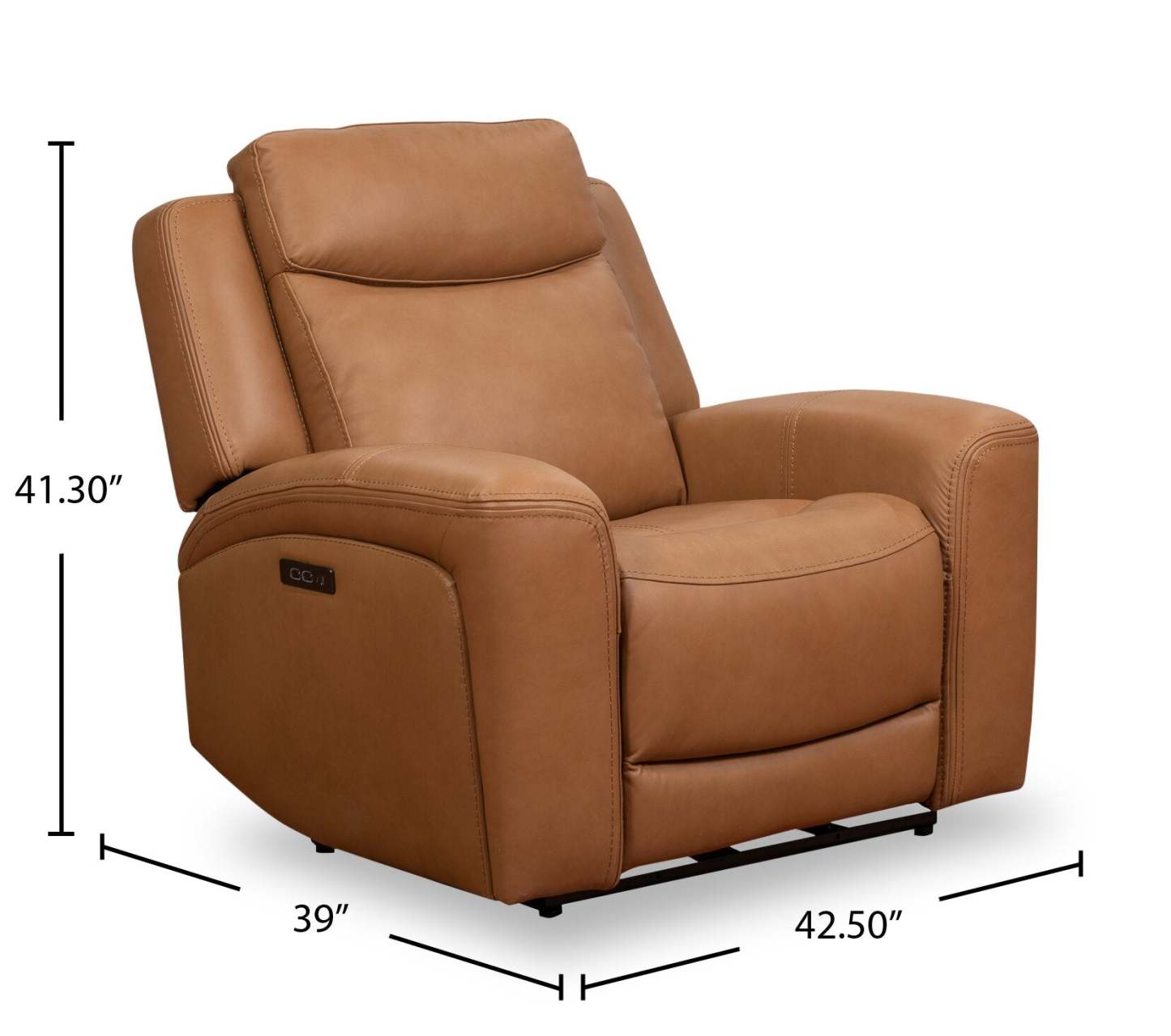 Scott Living Prescott 42.5 Genuine Leather Power Reclining Chair with Power Headrest - Butternut Brown | Fauteuil inclinable électrique Prescott de Scott Living de 42,5 po en cuir véritable avec appuie-tête électrique - brun courge musquée