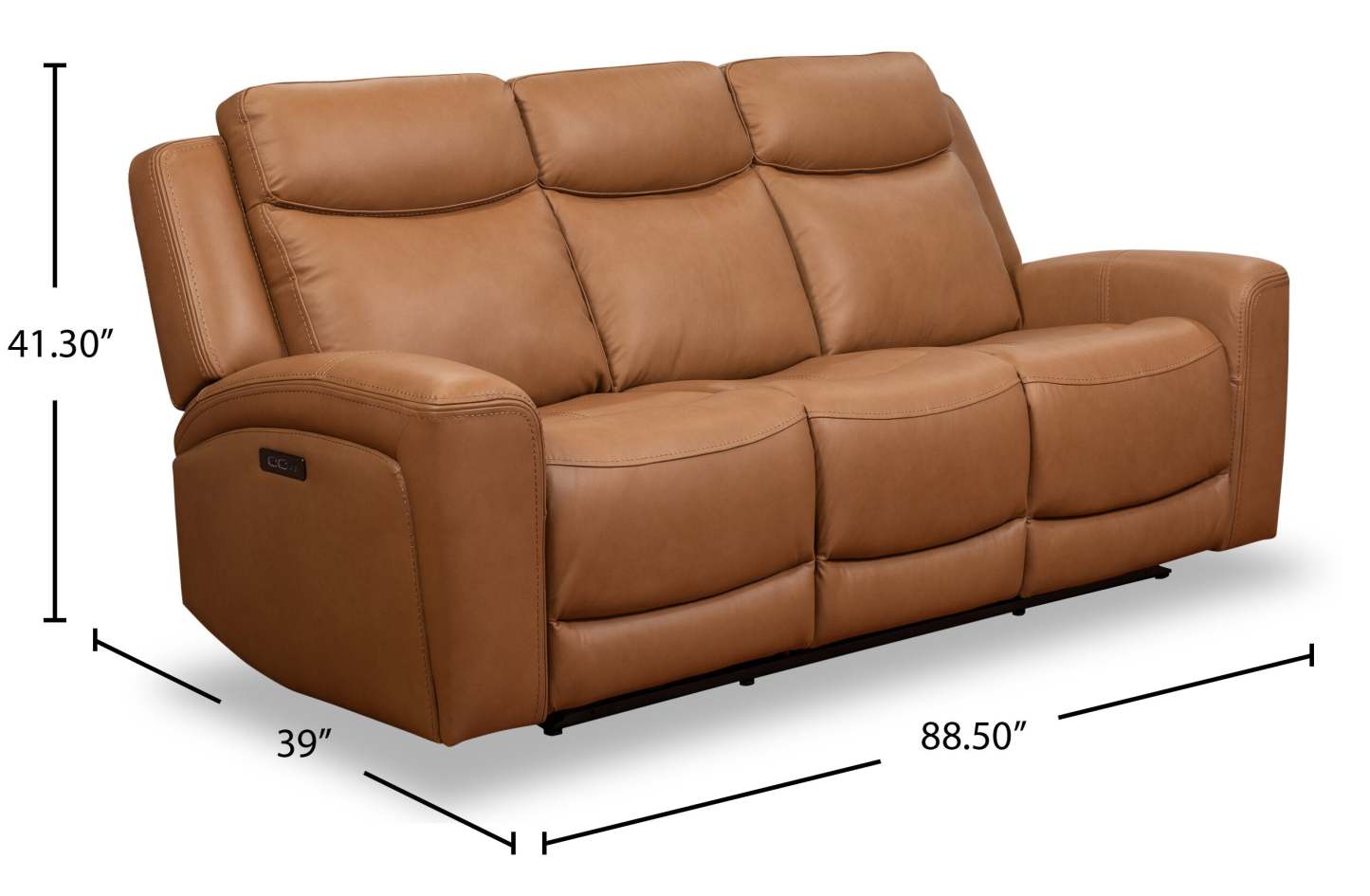 Sofa à inclinaison électrique Prescott de Scott Living de 88,5 po en cuir véritable avec appuie-têtes électriques - brun courge musquée