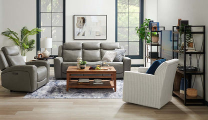 Scott Living Fauteuil à inclinaison électrique Prescott 42,5 en cuir véritable avec appui-tête électrique - Gris | Fauteuil inclinable électrique Prescott de Scott Living de 42,5 po en cuir véritable avec appuie-tête électrique - gris