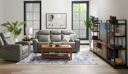 Canapé à inclinaison électrique Prescott de Scott Living de 88,5 po en cuir véritable avec appuie-têtes électriques - gris