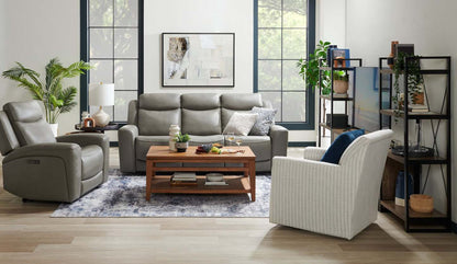 Canapé à inclinaison électrique Prescott de Scott Living de 88,5 po en cuir véritable avec appuie-têtes électriques - gris