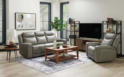 Canapé à inclinaison électrique Prescott de Scott Living de 88,5 po en cuir véritable avec appuie-têtes électriques - gris