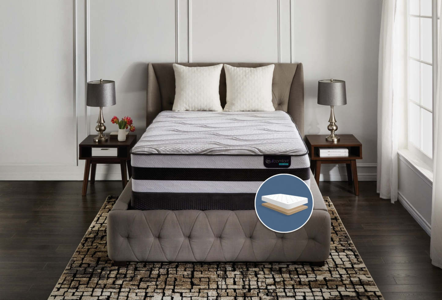 Serta iComfort® Hybrid Valentine Firm Low-Profile Mattress Set|Ensemble matelas ferme à profil bas Valentine Hybride iComfort de Serta pour très grand lit