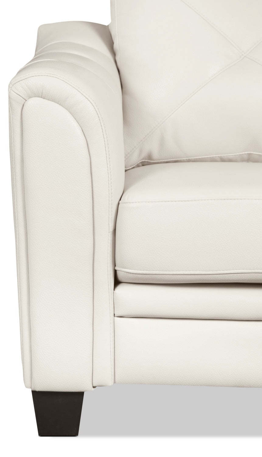 Causeuse Andi de 62 po en tissu d'apparence cuir avec capitonnage - beige