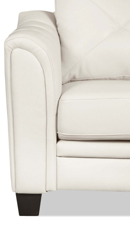 Causeuse Andi de 62 po en tissu d'apparence cuir avec capitonnage - beige