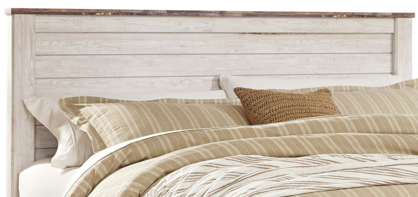 Tête de lit à panneau Willowton, blanchi à la chaux - très grand lit | Tête de lit à panneau Willowton, blanc - format très grand lit