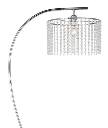 72 Sparkle Glam Silver with Marble Base and Glass Crystal Shade Arc Lampadaire|Lampe à pied arquée et somptueuse Sparkle de 72 po argentée avec base en marbre et abat-jour en cristaux de verre