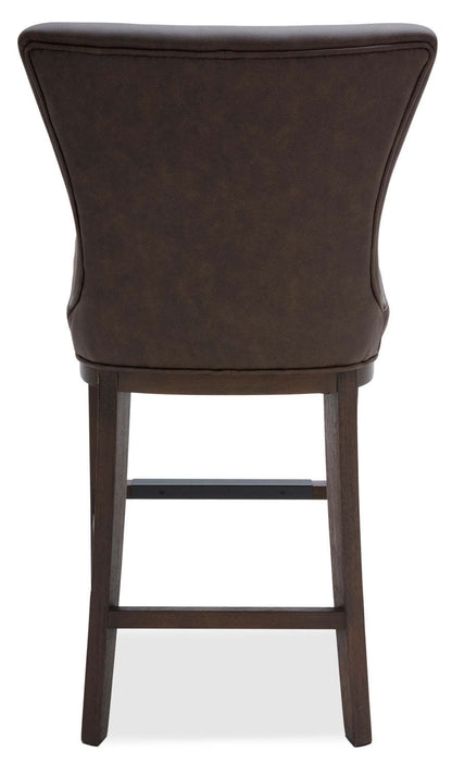 Tabouret à hauteur de comptoir Quinn avec tissu en cuir végétalien - Marron | Tabouret Quinn de hauteur comptoir en tissu de cuir végétalien - brun