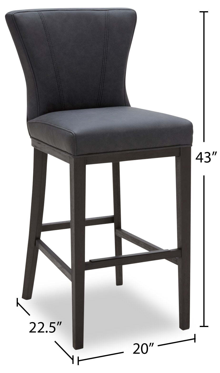 Quinn Barstool with Vegan Leather Fabric - Grey | Tabouret bar Quinn en tissu de cuir végétalien - gris