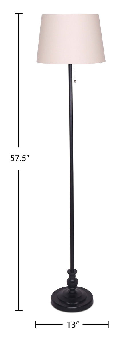 Ensemble 3 lampes Quinn traditionnelles noires, 2 lampes de table et 1 lampe à pied