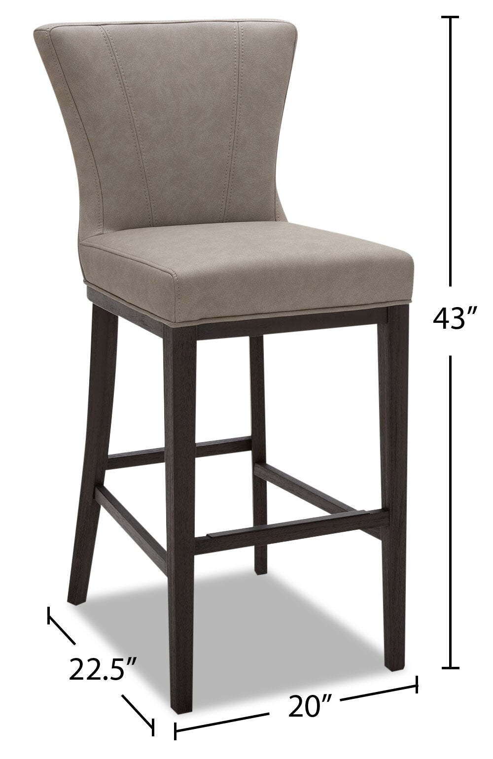 Quinn Barstool with Vegan Leather Fabric - Taupe | Tabouret bar Quinn en tissu de cuir végétalien - taupe