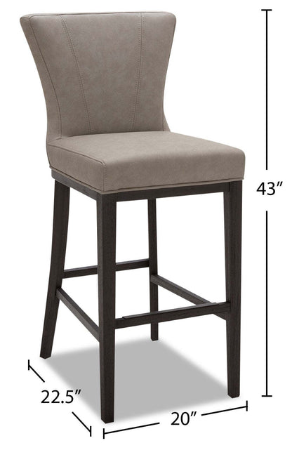 Quinn Barstool with Vegan Leather Fabric - Taupe | Tabouret bar Quinn en tissu de cuir végétalien - taupe