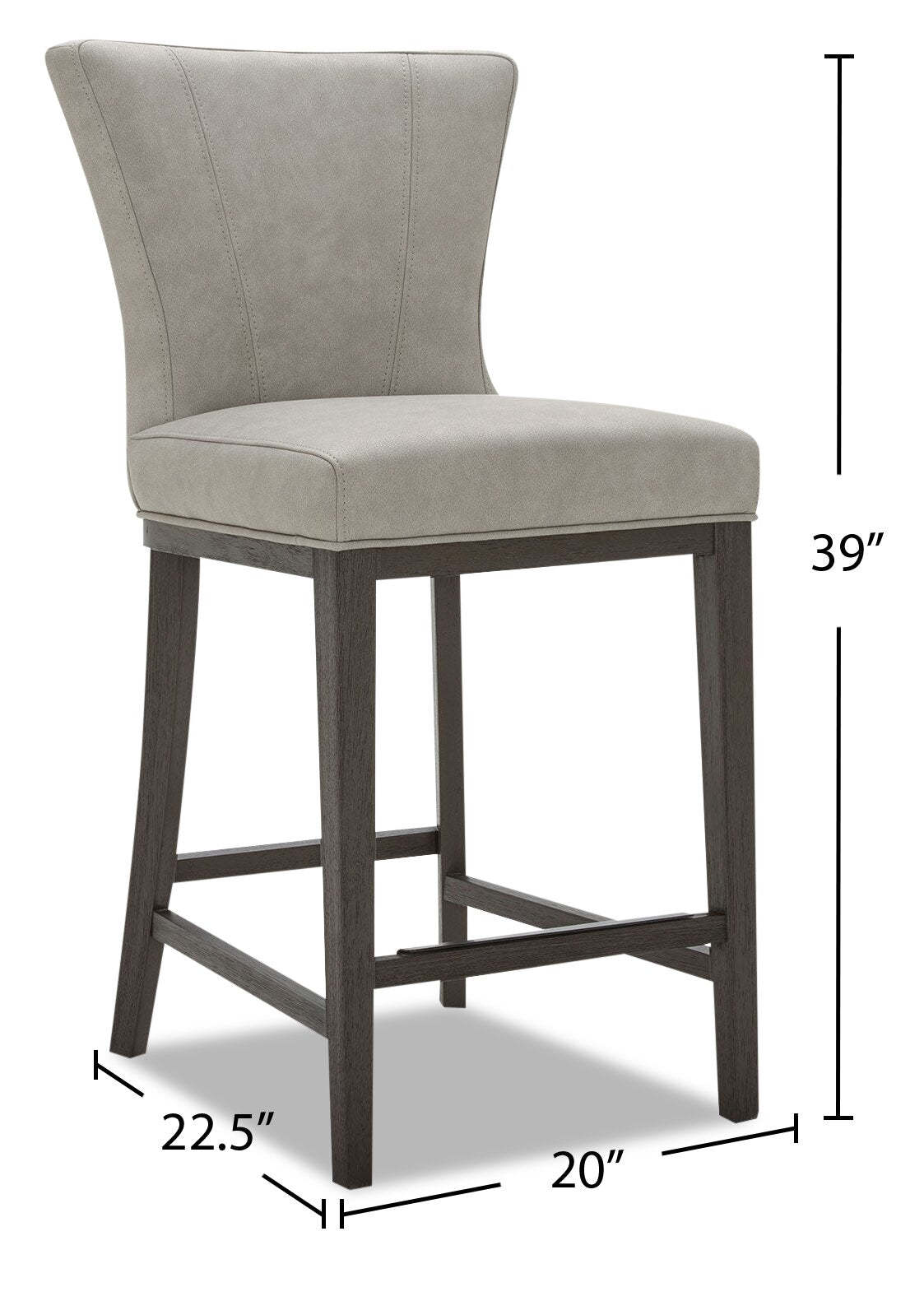 Tabouret à hauteur de comptoir Quinn avec tissu en cuir végétalien - Taupe | Tabouret Quinn de hauteur comptoir en tissu de cuir végétalien - taupe