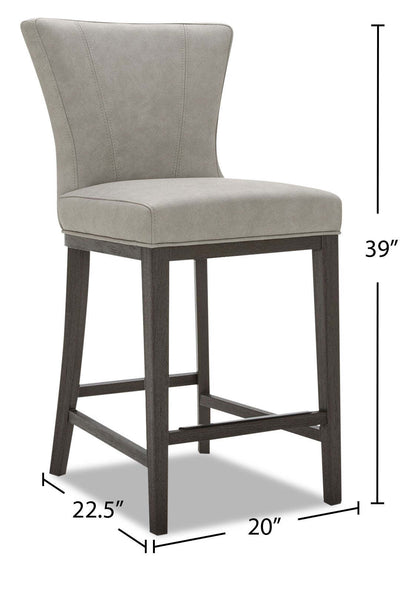 Tabouret à hauteur de comptoir Quinn avec tissu en cuir végétalien - Taupe | Tabouret Quinn de hauteur comptoir en tissu de cuir végétalien - taupe