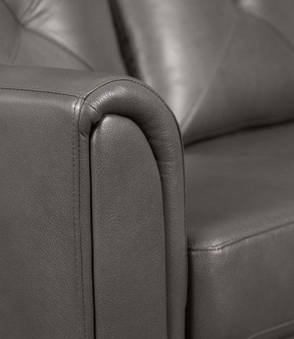 Andi 84 Sofa en tissu d'apparence cuir avec capitonnage - gris | Sofa Andi de 84 po en tissu d’apparence cuir avec capitonnage - gris