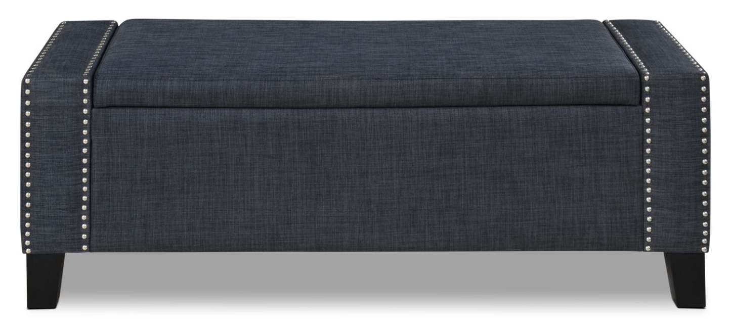 Milan 53.5 Storage Ottoman - Aspect Lin Gris|Pouf de rangement Milan de 53,5 po - apparence lin gris