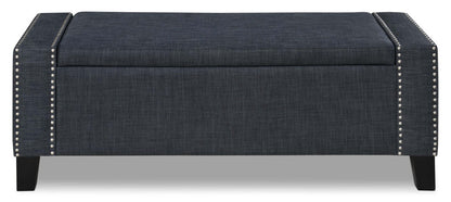 Milan 53.5 Storage Ottoman - Aspect Lin Gris|Pouf de rangement Milan de 53,5 po - apparence lin gris