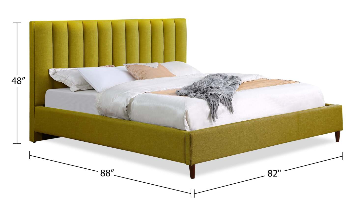 Kort &amp; Co. Lit plateforme rembourré Rain en tissu vert, capitonné - King Size | Lit plateforme rembourré Rain de Kort &amp; Co. en tissu vert capitonné - format très grand lit