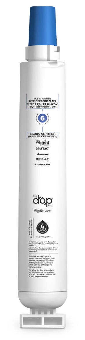 Whirlpool Everydrop™ Ice &amp; Water Réfrigérateur Filter 6|Filtre à eau et à glaçons Whirlpool EveryDropMC no 6 pour réfrigérateur|EDR6D1BF