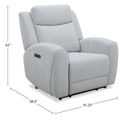 Fauteuil à inclinaison électrique Reign de 41,25 po en tissu avec port USB - gris pierre Bronco