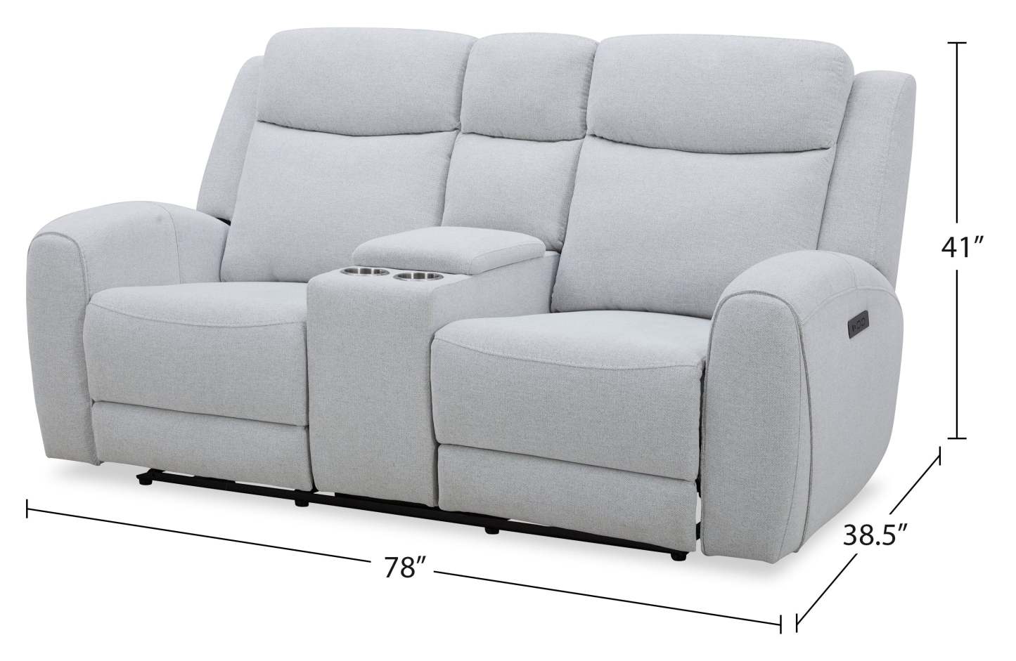 Reign 78 Fabric Power Reclining Loveseat with Console - Bronco Stone Grey | Causeuse à inclinaison électrique Reign de 78 po en tissu avec console - gris pierre Bronco