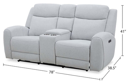 Reign 78 Fabric Power Reclining Loveseat with Console - Bronco Stone Grey | Causeuse à inclinaison électrique Reign de 78 po en tissu avec console - gris pierre Bronco
